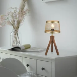 Frederik bordlampe i træ, trefod^JUST LIGHT. GmbH Best