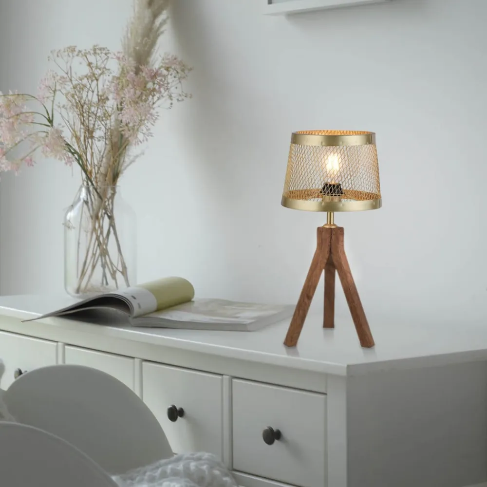 Frederik bordlampe i træ, trefod^JUST LIGHT. GmbH Best