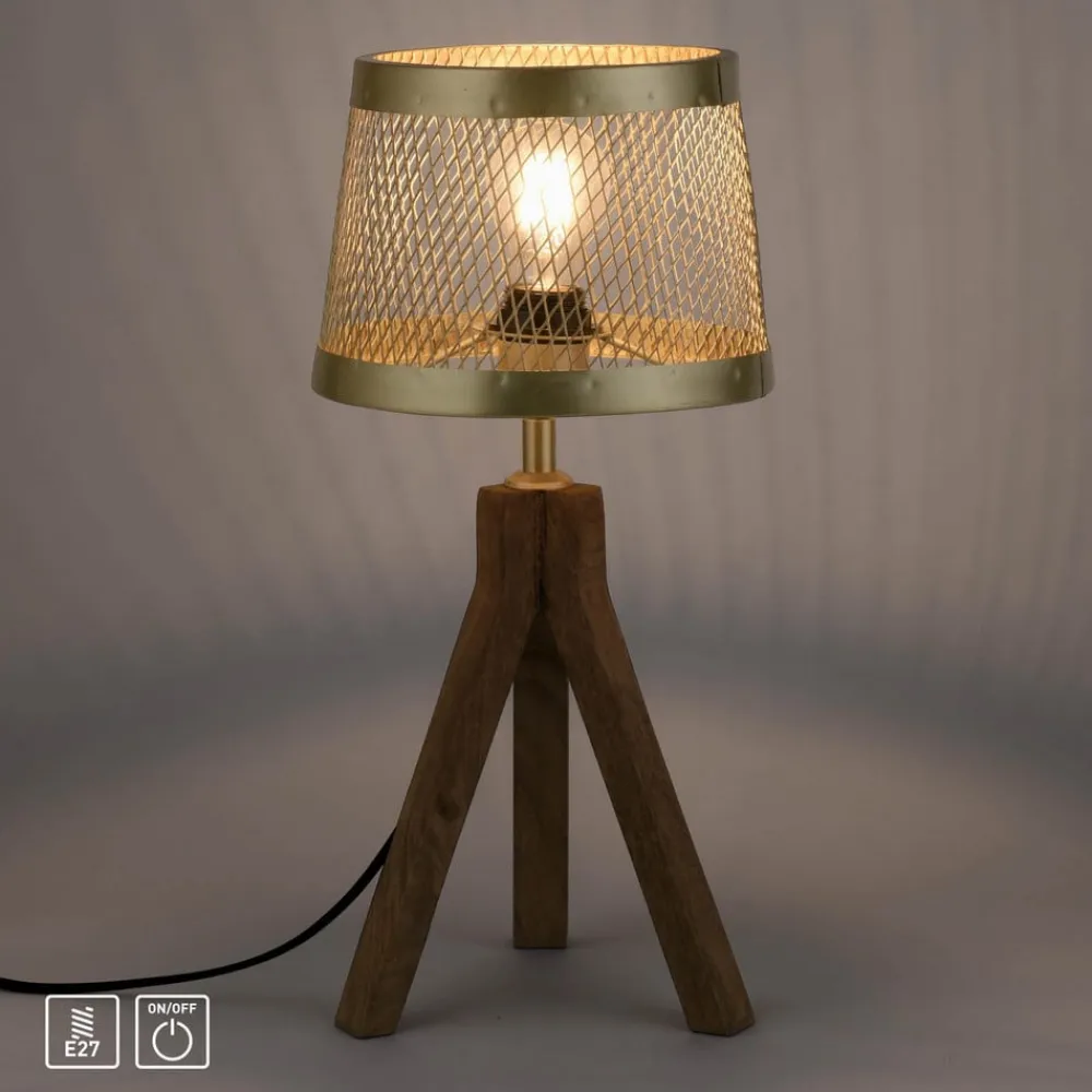 Frederik bordlampe i træ, trefod^JUST LIGHT. GmbH Best