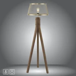 Frederik gulvlampe i træ, trefod^JUST LIGHT. GmbH Outlet