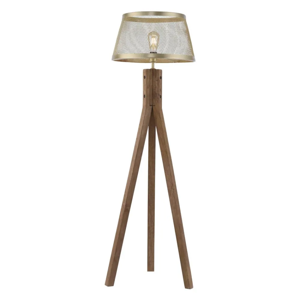 Frederik gulvlampe i træ, trefod^JUST LIGHT. GmbH Outlet