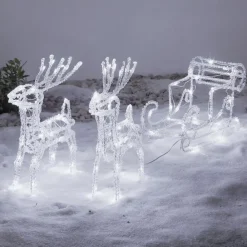 Funklende LED udendørs dekoration rensdyr med slæde^Konstsmide Christmas Hot