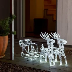 Funklende LED udendørs dekoration rensdyr med slæde^Konstsmide Christmas Hot
