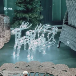 Funklende LED udendørs dekoration rensdyr med slæde^Konstsmide Christmas Hot