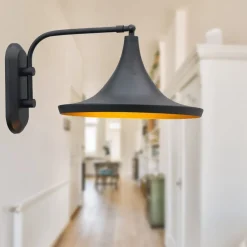 Genish væglampe, sort, bredde 30 cm, metal, E27^ROYALTECH