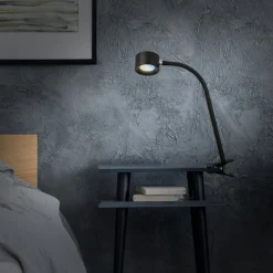 Genopladelig klemmelampe Tari, sort, CCT, touchdæmper, USB^Briloner Discount