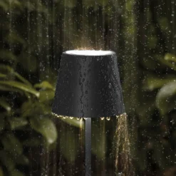 Genopladelig LED-bordlampe Nuindie mini, USB-C, sort, IP54, dæmpbar.^Sigor