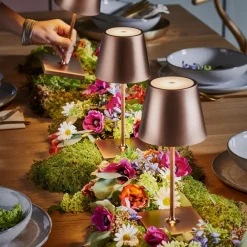 Sigor Dekorationsbelysning|Terrassebelysning>Genopladelig LED-bordlampe Nuindie mini, USB-C, bronze, IP54, dæmpbar.