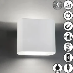 FH Lighting Væglampe Med Sensor>Genopladelig LED-væglampe Magnetics, hvid, op & ned, bredde 10 cm