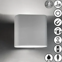 Genopladelig LED-væglampe Magnetics, sølv, op & ned, bredde 10 cm^FH Lighting