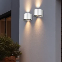 Reality Leuchten Genopladelig LED-væglampe til udendørs brug Talent, titanfarvet, bredde 16