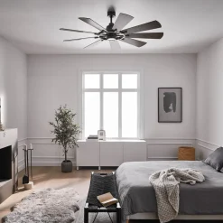 KICHLER Loftventilatorer>Gentry LED-loftventilator, hvid/mørk valnød