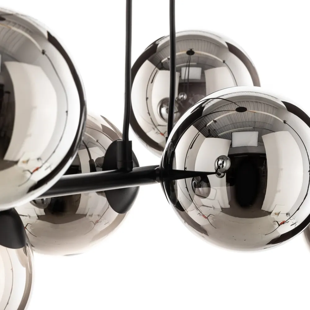 EMIBIG LIGHTING Glassy hængelampe, 8 lyskilder, sort, grafit, glas, E14