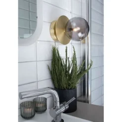 væglampe ART DECO, messing/grå Ø 16 cm IP44^Globen Lighting New