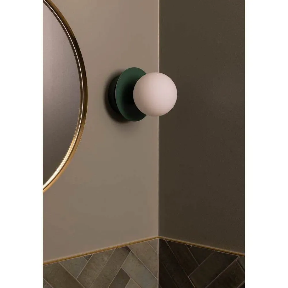 Globen Lighting Væg- Og Spejllamper>væglampe ART DECO, grøn/hvid, Ø 16 cm, IP44