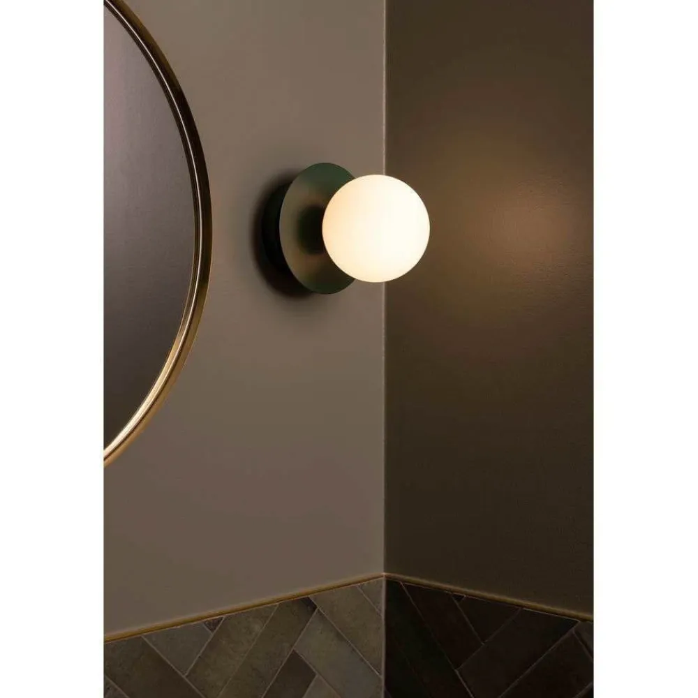 Globen Lighting Væg- Og Spejllamper>væglampe ART DECO, grøn/hvid, Ø 16 cm, IP44