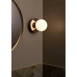 Globen Lighting væglampe ART DECO, krom/hvid Ø 16 cm IP44