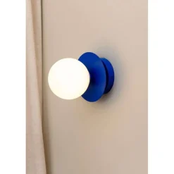 væglampe ART DECO, blå/hvid, Ø 16 cm, IP44^Globen Lighting New