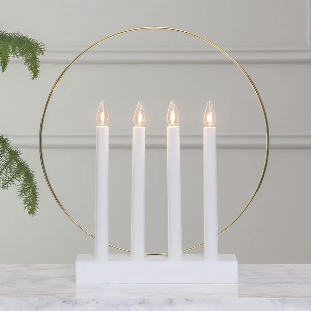 STAR TRADING Dekorationsbelysning>Glossy vinduesstage, ring, 4 lyskilder, hvid