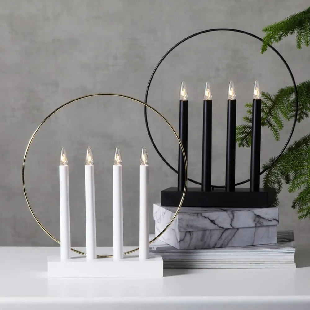 STAR TRADING Dekorationsbelysning>Glossy vinduesstage, ring, 4 lyskilder, hvid