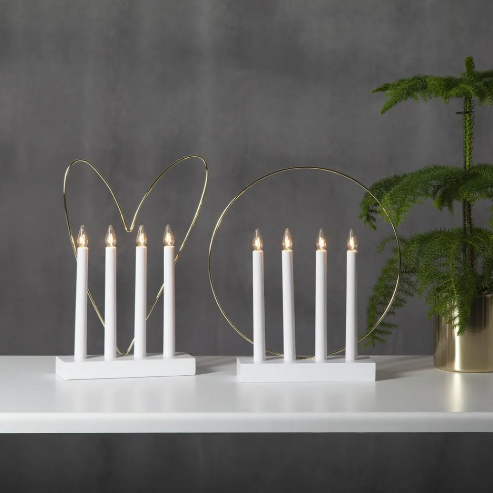 STAR TRADING Dekorationsbelysning>Glossy vinduesstage, ring, 4 lyskilder, hvid