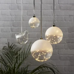 Glow LED-dekokugle, frostet/klar, Ø 15 cm^STAR TRADING Clearance