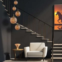 Steinhauer Glsabol glas-hængelampe, messing, 5 lyskilder