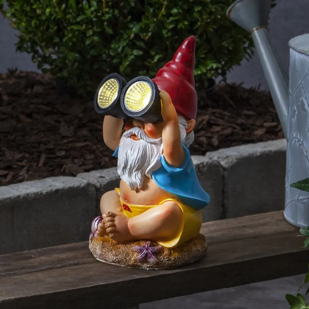 STAR TRADING Dekorationsbelysning|Solcellelamper>Gnomy LED-solcellelampe, farverig, plast, 22 cm, kikkert