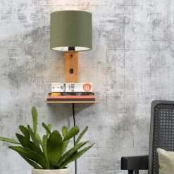 Andes væglampe med hylde, grøn/natur^Good & Mojo Hot
