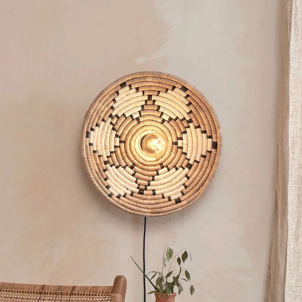 Good & Mojo Andros væglampe, natur/hvid, stik, Ø 45 cm