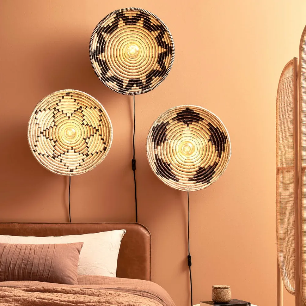 Good & Mojo Andros væglampe, natur/hvid, stik, Ø 45 cm