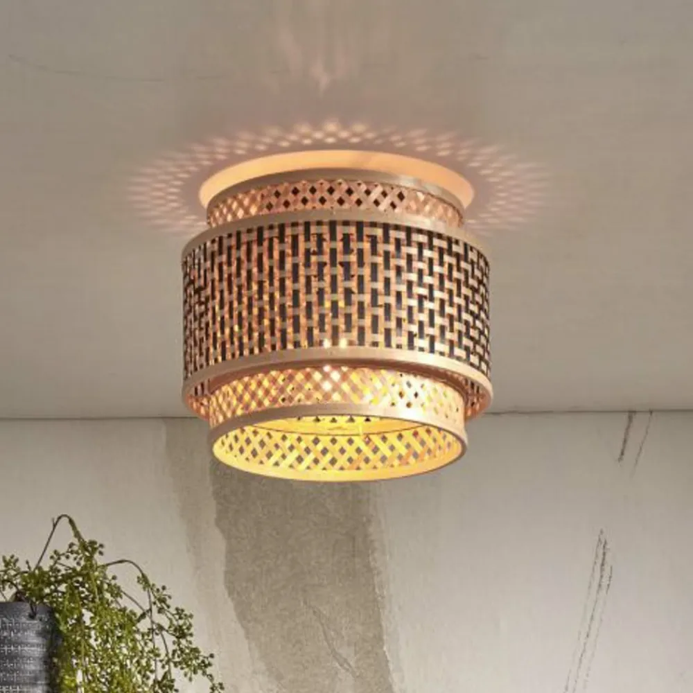 Good & Mojo Bhutan loftslampe, bambus, Ø 25 cm