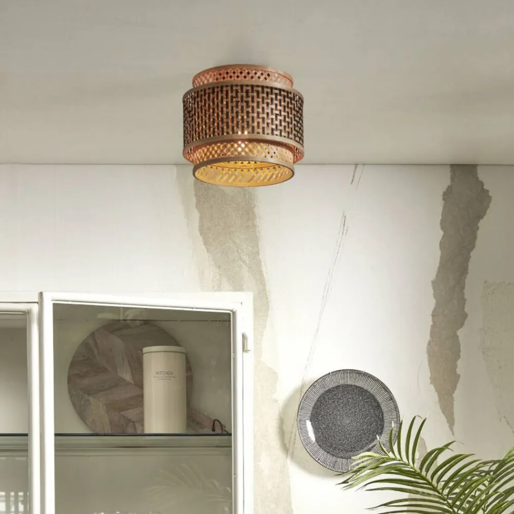 Good & Mojo Bhutan loftslampe, bambus, Ø 25 cm