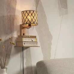 Good & Mojo Arbejdsrum/Kontor>Java væglampe, hylde, natur/sort