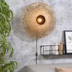 Good & Mojo Væglamper>Kalimantan væg, natur/sort, Ø 60cm