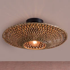 Good & Mojo loftlampe Bali, Ø 44 cm, sort/natur, bambus