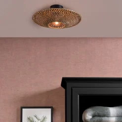 Good & Mojo loftlampe Bali, Ø 44 cm, sort/natur, bambus