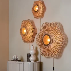 væglampe Madura, brun, Ø 44 cm, bambusstik^Good & Mojo Sale