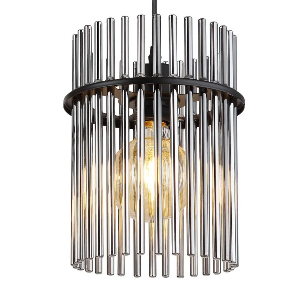 Globo Pendellamper>Gorley pendel, længde 110 cm, røggrå, 4-lys, glas