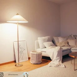 9602 gulvlampe, messing, med kanvasskærm^GUBI Sale