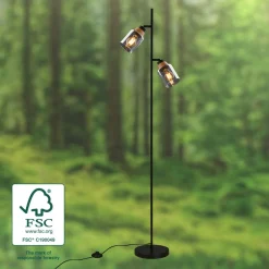 Gulvlampe 1486025 2 lyskilder skærme røgfarveglas^Briloner New