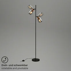 Gulvlampe 1486025 2 lyskilder skærme røgfarveglas^Briloner New