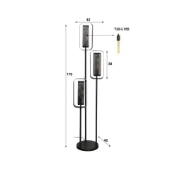Gulvlampe Alma, 3 lyskilder, sort, metal, drejelig netskærm^Zijlstra Clearance