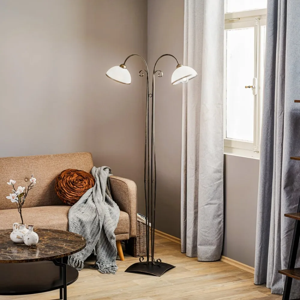 Luminex Gulvlampe Antica i landlig stil, 2 lyskilder