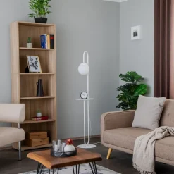 EMIBIG LIGHTING Gulvlampe Bari, hvid, metal, glas