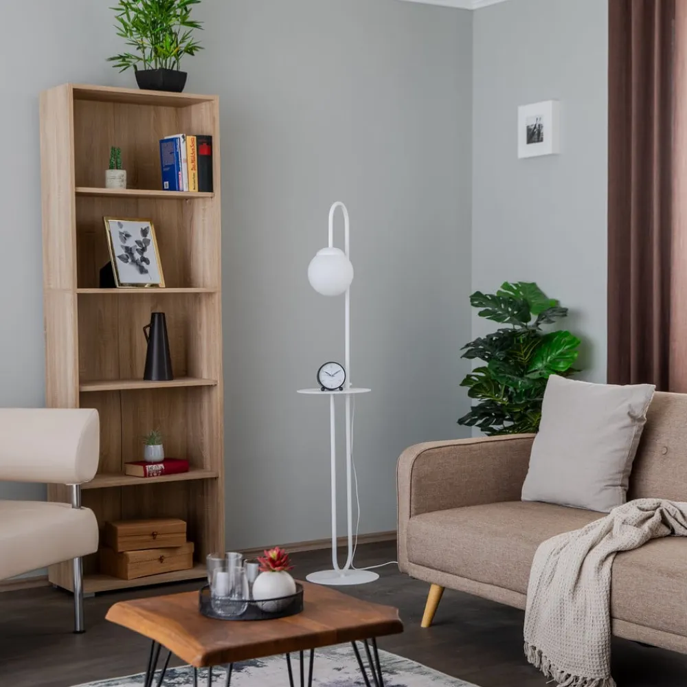 EMIBIG LIGHTING Gulvlampe Bari, hvid, metal, glas