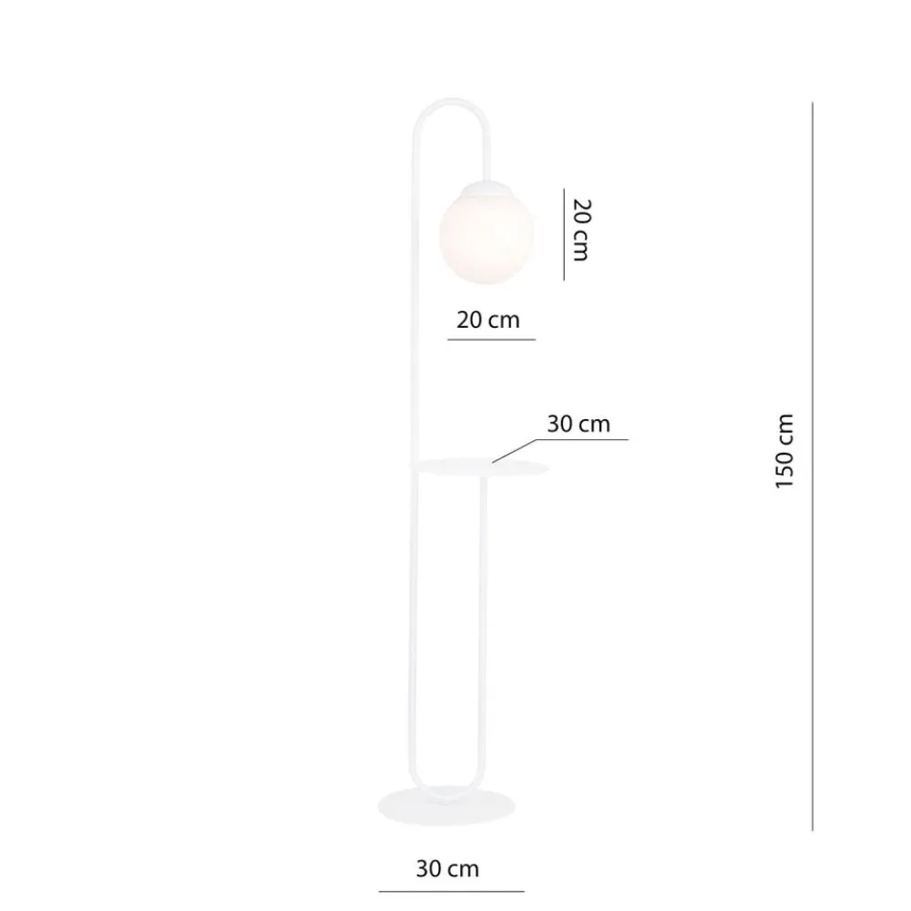 EMIBIG LIGHTING Gulvlampe Bari, hvid, metal, glas