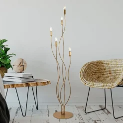 Opviq Gulvlamper>Gulvlampe Bonibon 13237 guldfarvet metal højde 160 cm 5 lyskilder.