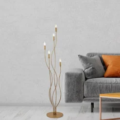 Opviq Gulvlamper>Gulvlampe Bonibon 13237 guldfarvet metal højde 160 cm 5 lyskilder.