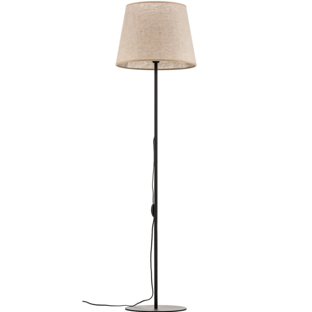 TK Lighting Gulvlampe Chicago med skærm i hør